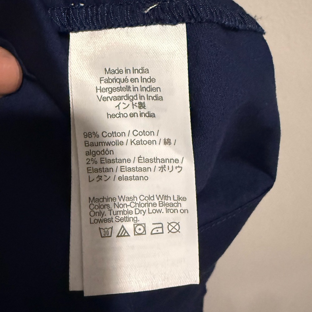 J.Crew Factory Navy Blue Mini Dress Puff Sleeve Collared Preppy Nautical - Picture 9 of 9
